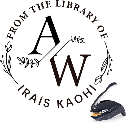 Personalized Book Embosser - Custom Ex Libris Stamp for Bookplates, Library & Home Collections, Embossing Tool Gifts for Book Lovers, Readers (Letter-13)