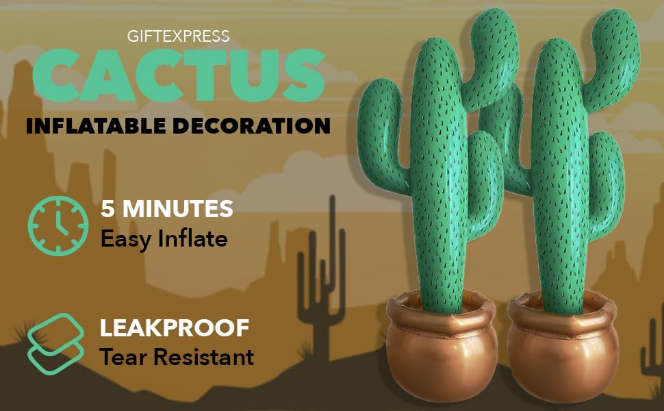 GiftExpress 2 Pack Inflatable 36" Cactus Prop Décor for Mexicano Fiesta Theme Party Decorations