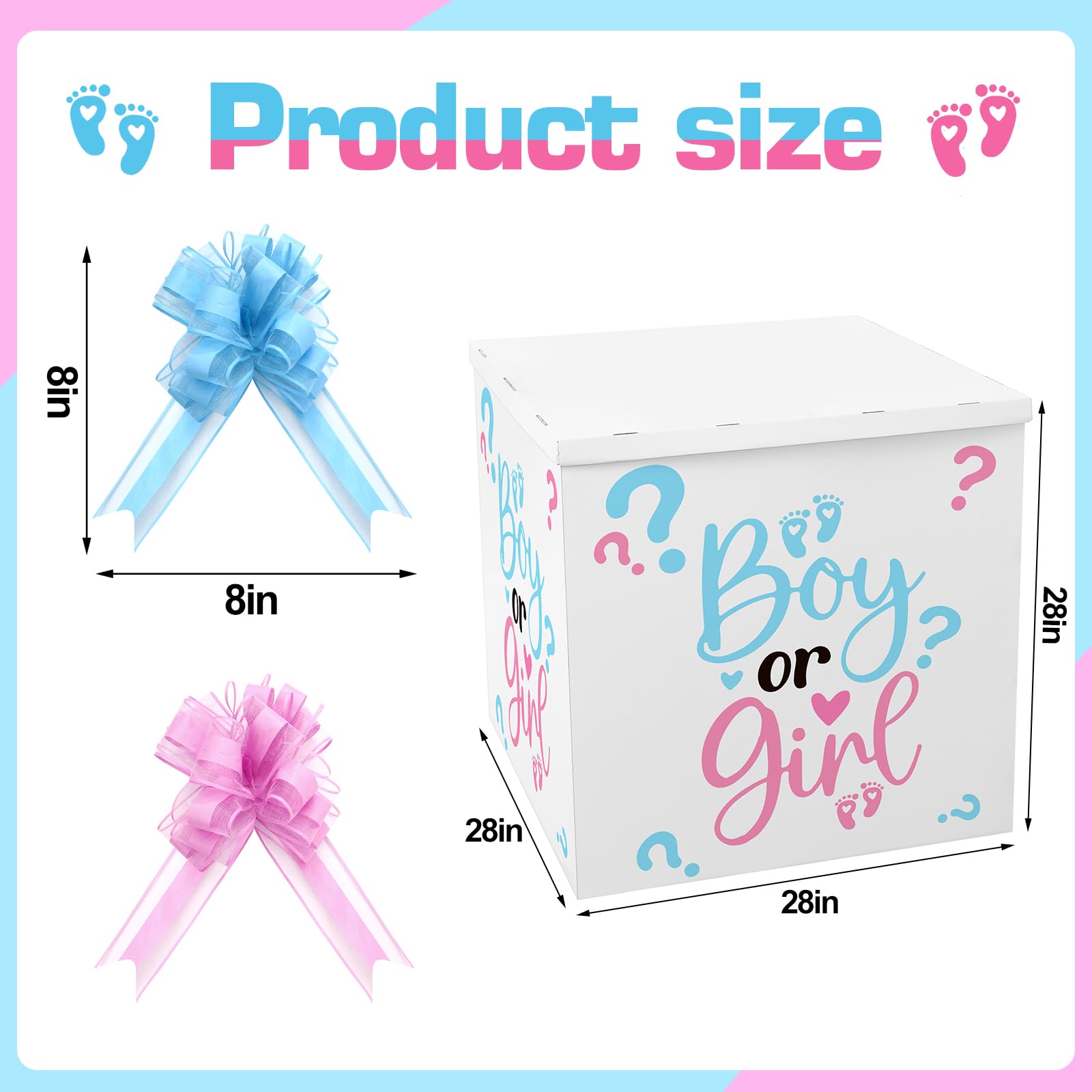 AmazingSpark 28in Giant Gender Reveal Gift Box with Lid Kit Oversized Gender Reveal Balloon Box