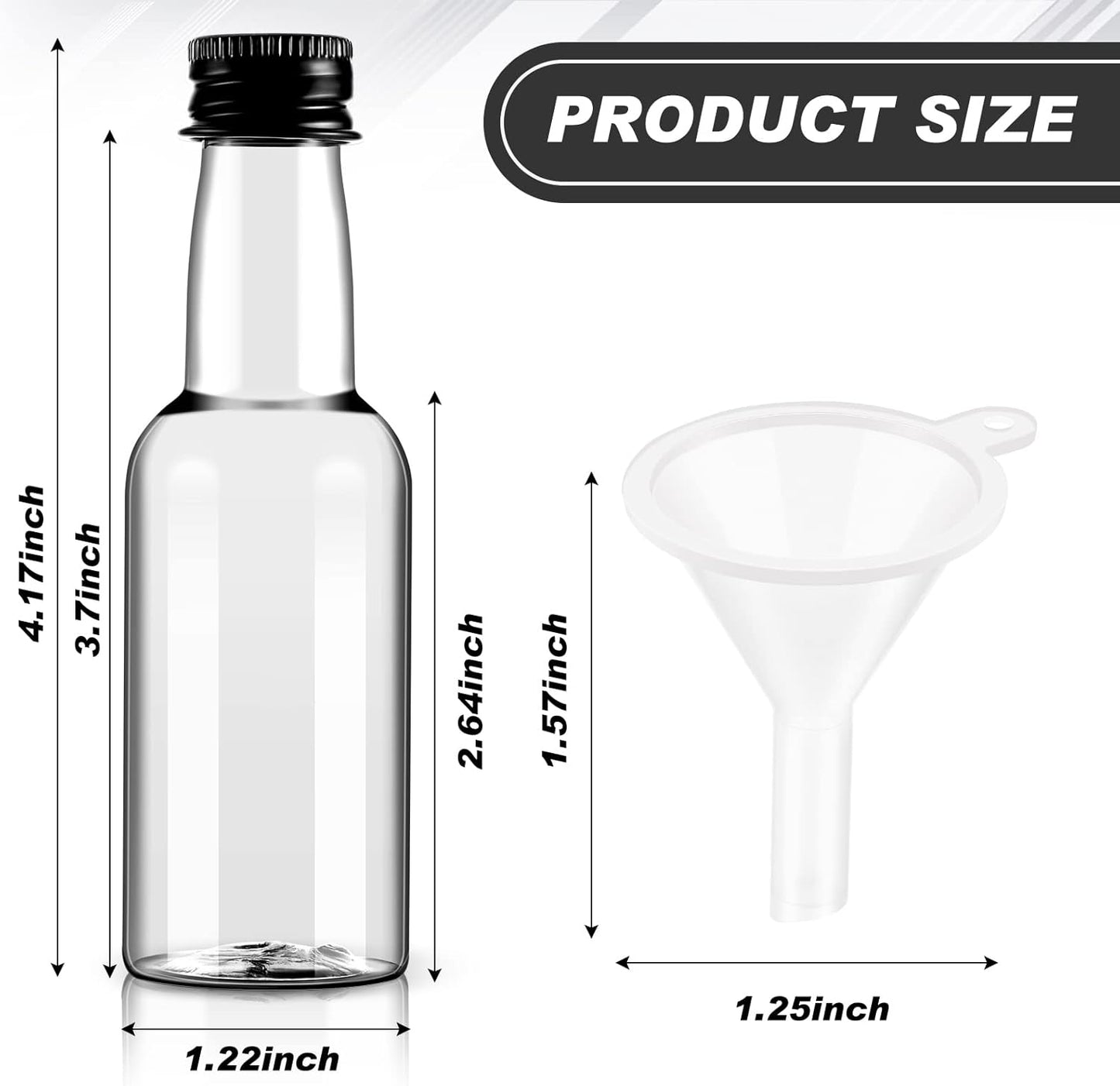 Tessco 100 Pcs Mini Liquor Bottles Plastic Mini Salad Dressing Bottle Christmas Small Shooter Alcohol Holders with Cap Wine Hot Sauce(1.7 Oz,Black)