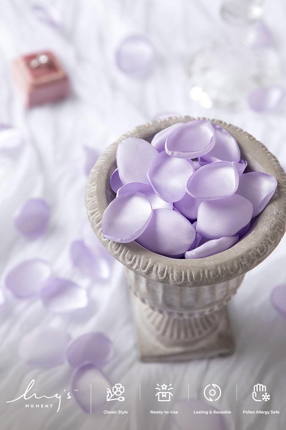 Ling's Moment 200pcs Rose Petals, Silk Flower Petals for Wedding/Aisle/Flower Girl Baskets/Table Centerpiece Décor,etc.Purple