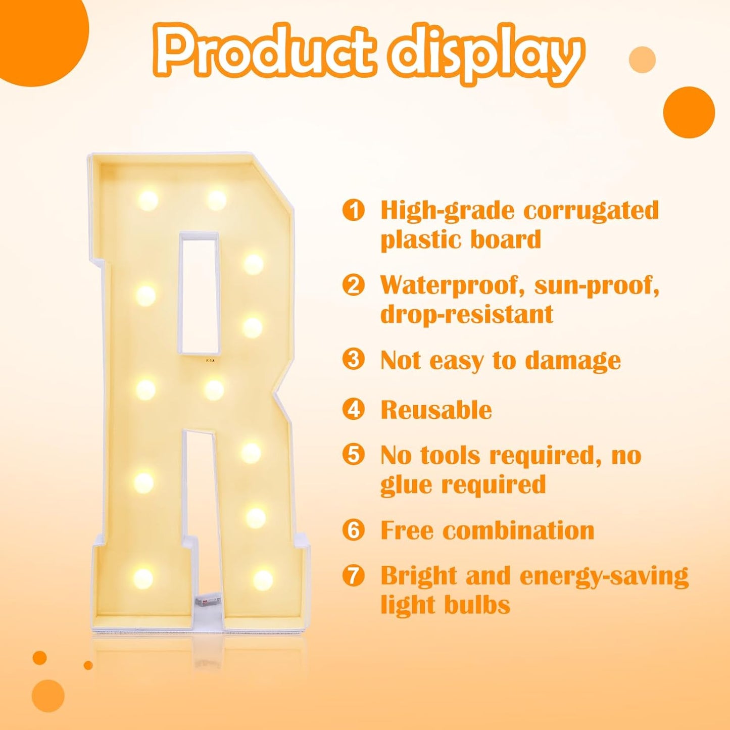 4ft Marquee for Letters R, Large Light up Letters 4ft, Multifunctional Large Marquee for Letters 4 Feet Tall for Party Decorations, Letter Balloons, Wedding Decor, Proposal Decorations (Letters R)