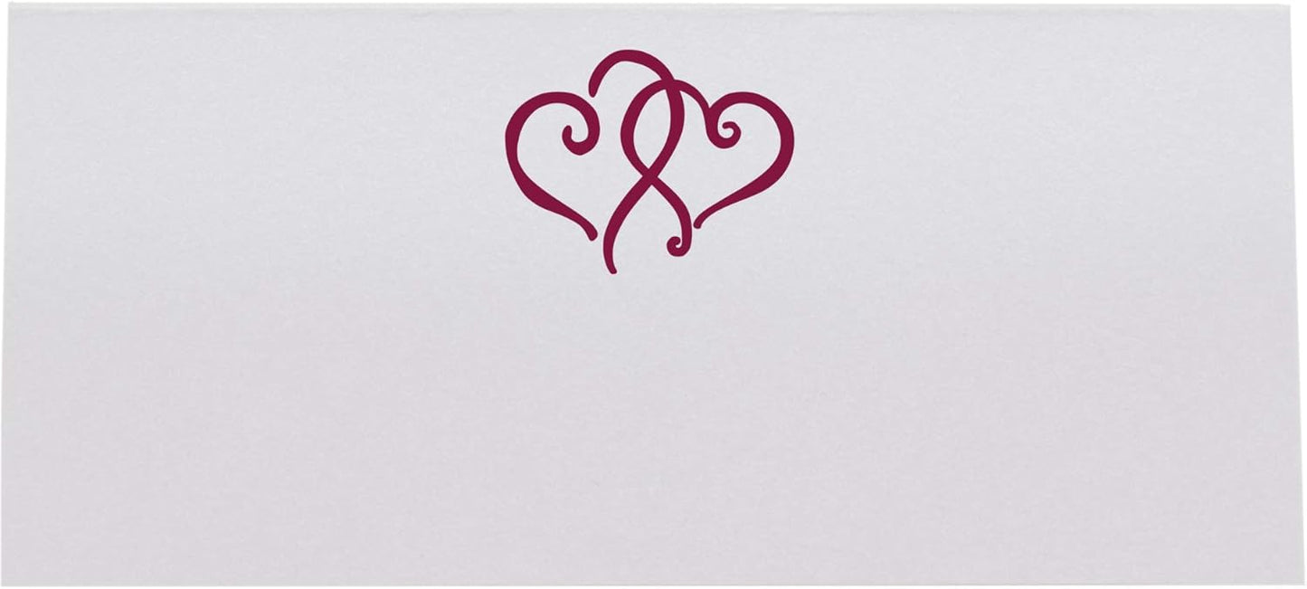 Linked Hearts Printable Place Cards, Burgundy (Choose Color), Set of 150 (25 Sheets), Laser & Inkjet Printers - Wedding, Party, Dinner, and Special Events - Made in the USA