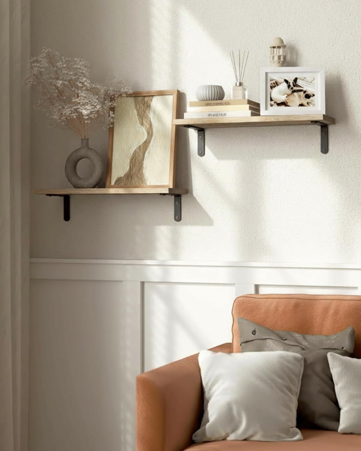 VIYYIEA Framed 3D Textured Wall Art, Handmade Paper Artwork,12x16inch, Modern Minimalist Neutral Beige Decor for Living Room Bedroom Shelf, River Abstract Picture