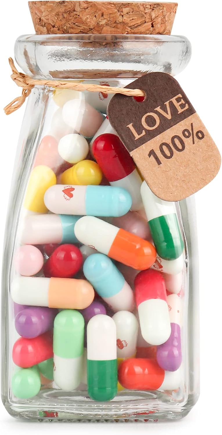 Valentines Day Gift for Boyfriend Girlfriend -Capsule Letters Message in a Glass Bottle for Birthday Anniversary Valentines Mothers Day Gifts (Style2-80pcs)