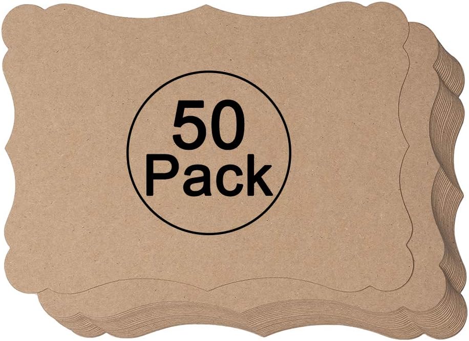 50 Pack Blank Kraft Cards Cardstock Thick Paper Brown Greeting Cards for DIY Gift Card Menus, Baby Shower and Wedding Invitations (Kraft Color, 5x7IN)