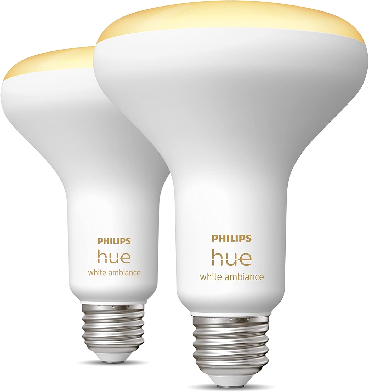 Philips Hue BR30 85W Smart LED Light Bulbs - White Ambiance - 4 Pack - 1200LM - E26 - Indoor - Control with App - Compatible with Alexa Google Assistant, and Apple Homekit