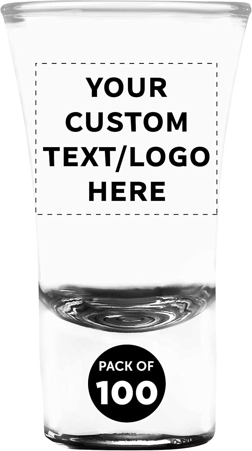 Custom 2 oz. Lord Shooter Etched Shot Glasses, 100 pack, Personalized Text, Logo, 21st Birthday Party, Lounge Glassware, Black