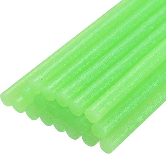uxcell 20pcs Hot Glue Sticks for Glue Gun 7mm/0.27-inch x 4-inch Mini Hot Melt Adhesive Glue Stick Glitter Light Green