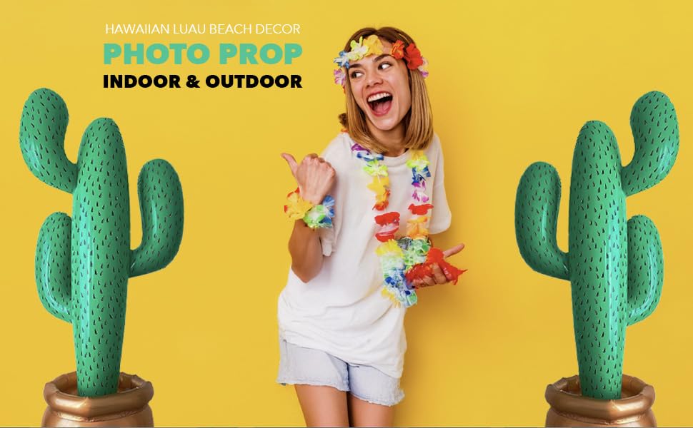 GiftExpress 2 Pack Inflatable 36" Cactus Prop Décor for Mexicano Fiesta Theme Party Decorations