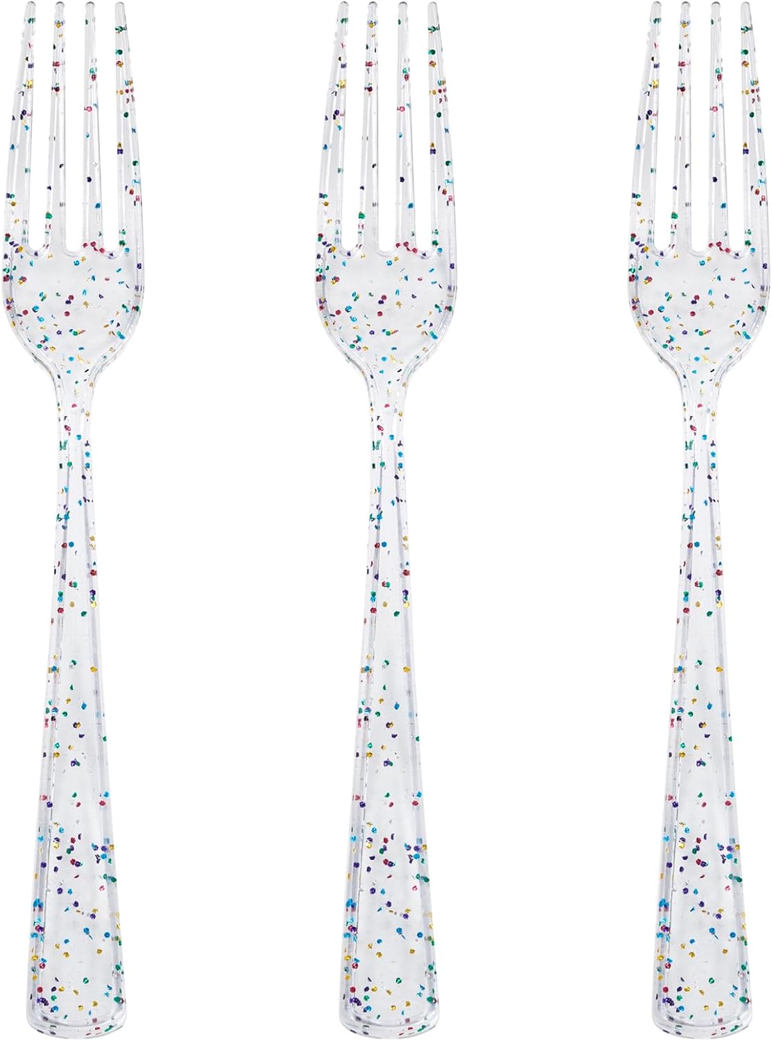 Supernal 360pcs Glitter Disposable Plastic Forks,Plastic Silverware Heavy Duty,Clear Plastic Forks,Glitter Disposable Cutlery for Birthdays, Parties, Bridal Shower and Weddings