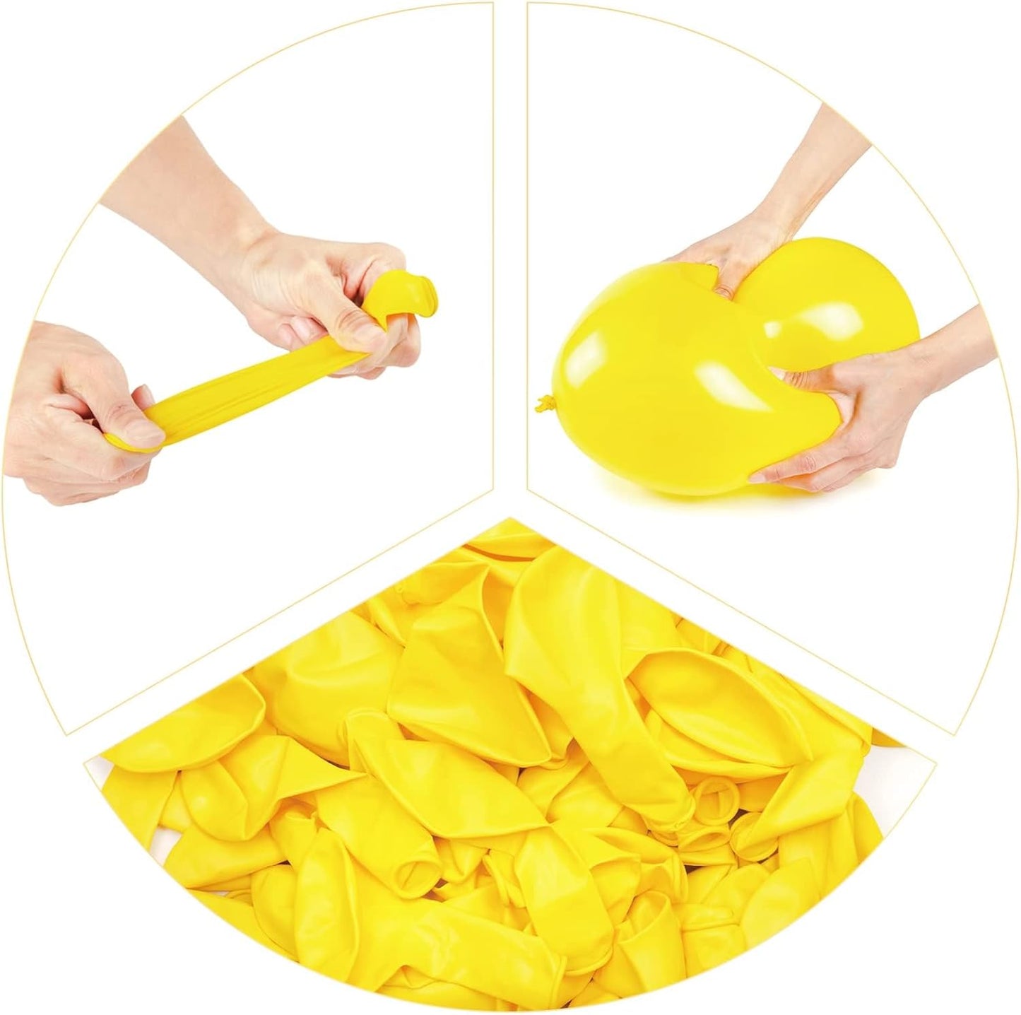 100pcs Balloons, 12 inch Yellow Latex Balloons Helium Quality for Gender Reveal,Birthday Party, Baby Shower, Honey Bee Party Decoration (with 66ft Ribbon)