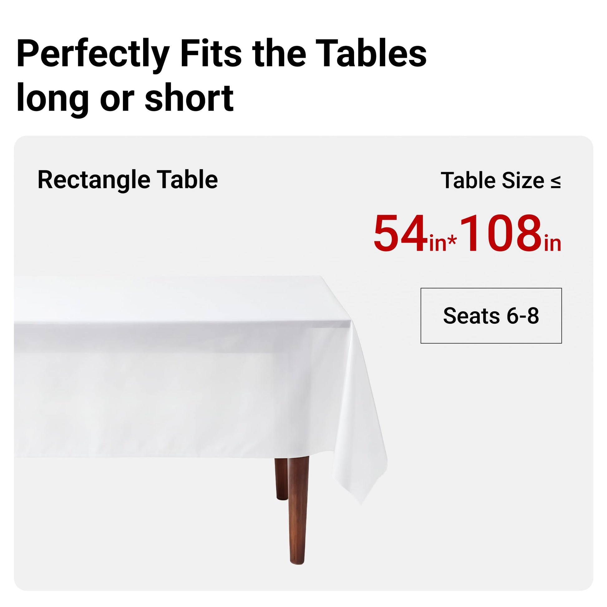 Auros 10-Pack Plastic Tablecloths, 54x108 Inch Disposable Table Covers, 8FT