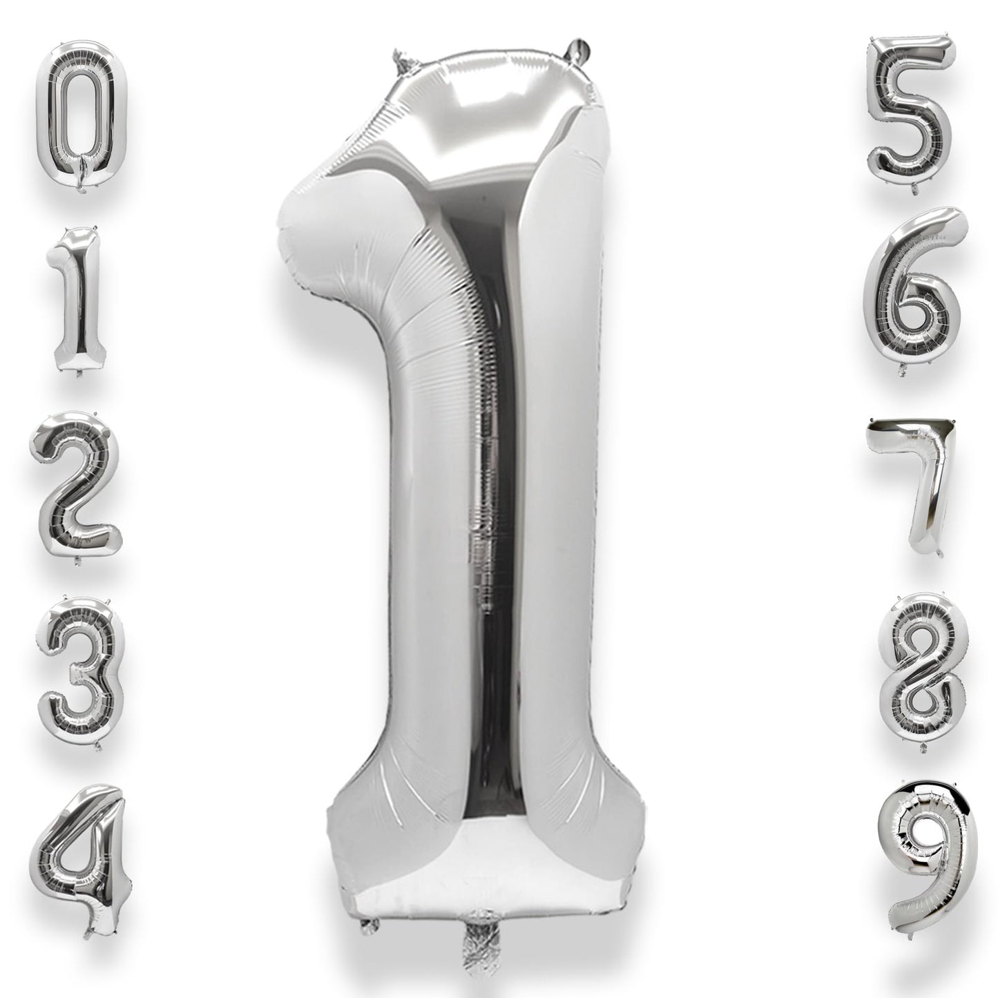 AULE 40 Inch Silver 1 Balloon Number Foil 0-9 Birthday Big Numbers