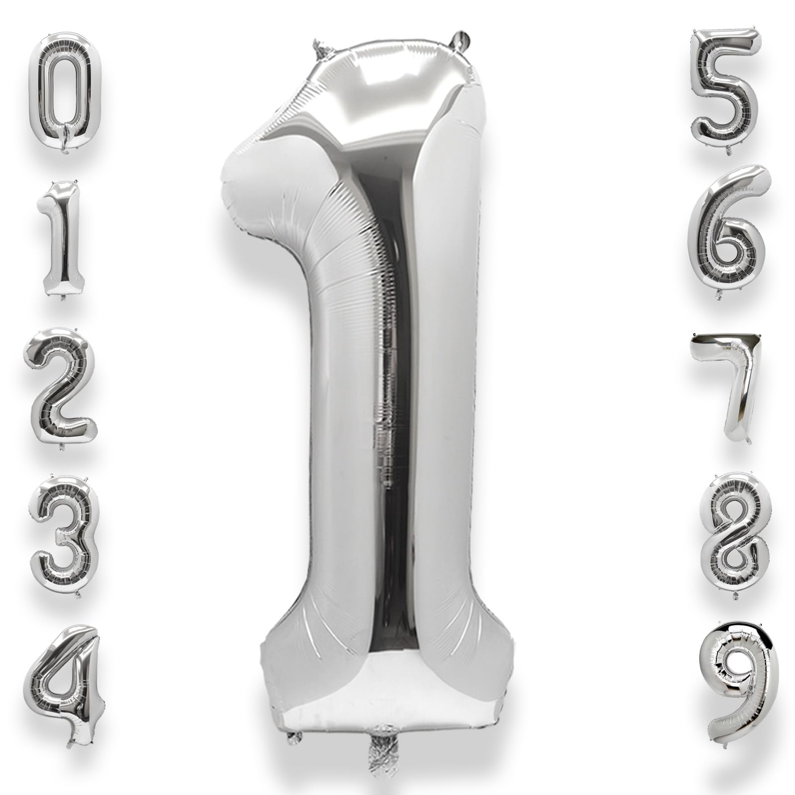 AULE 40 Inch Silver 1 Balloon Number Foil 0-9 Birthday Big Numbers