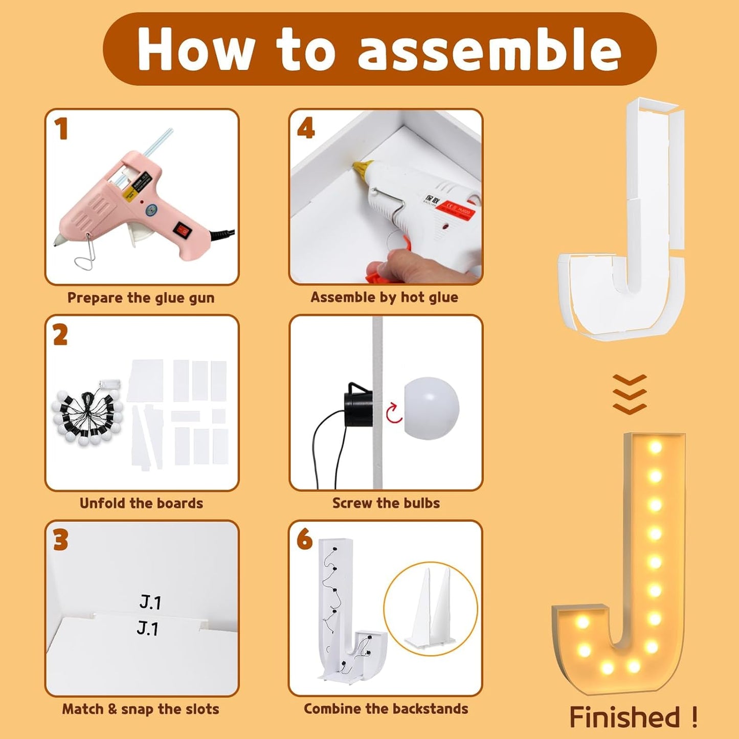 imprsv Marquee Light Up Letters, 4FT Mosaic Letters with Light for Baby Shower Graduation Party Decor, Large J for Engagement Wedding Party Decorations (Need to Assemble)