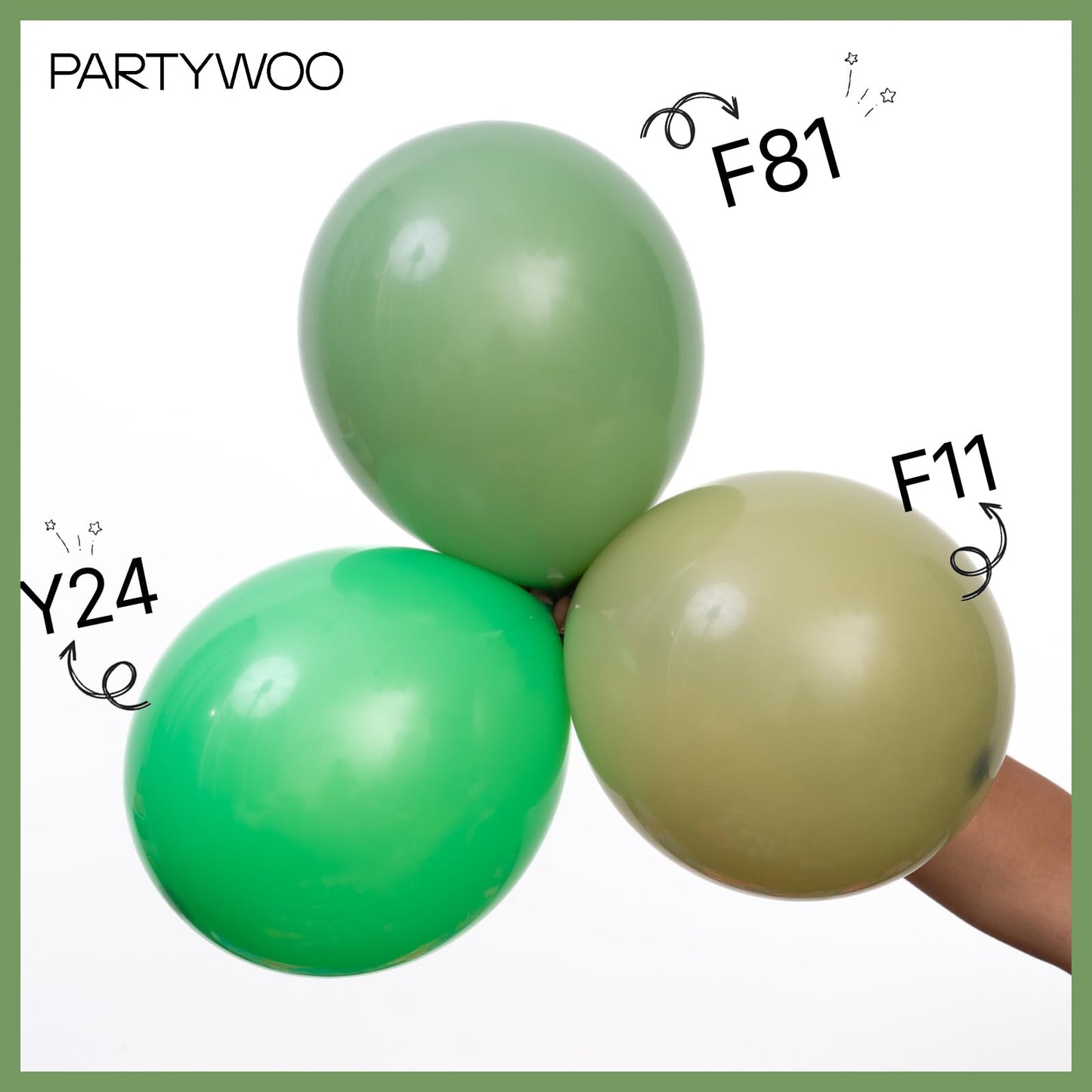 PartyWoo Sage Green Balloon Arch Kit 142pcs Dusty Boho Green Balloons