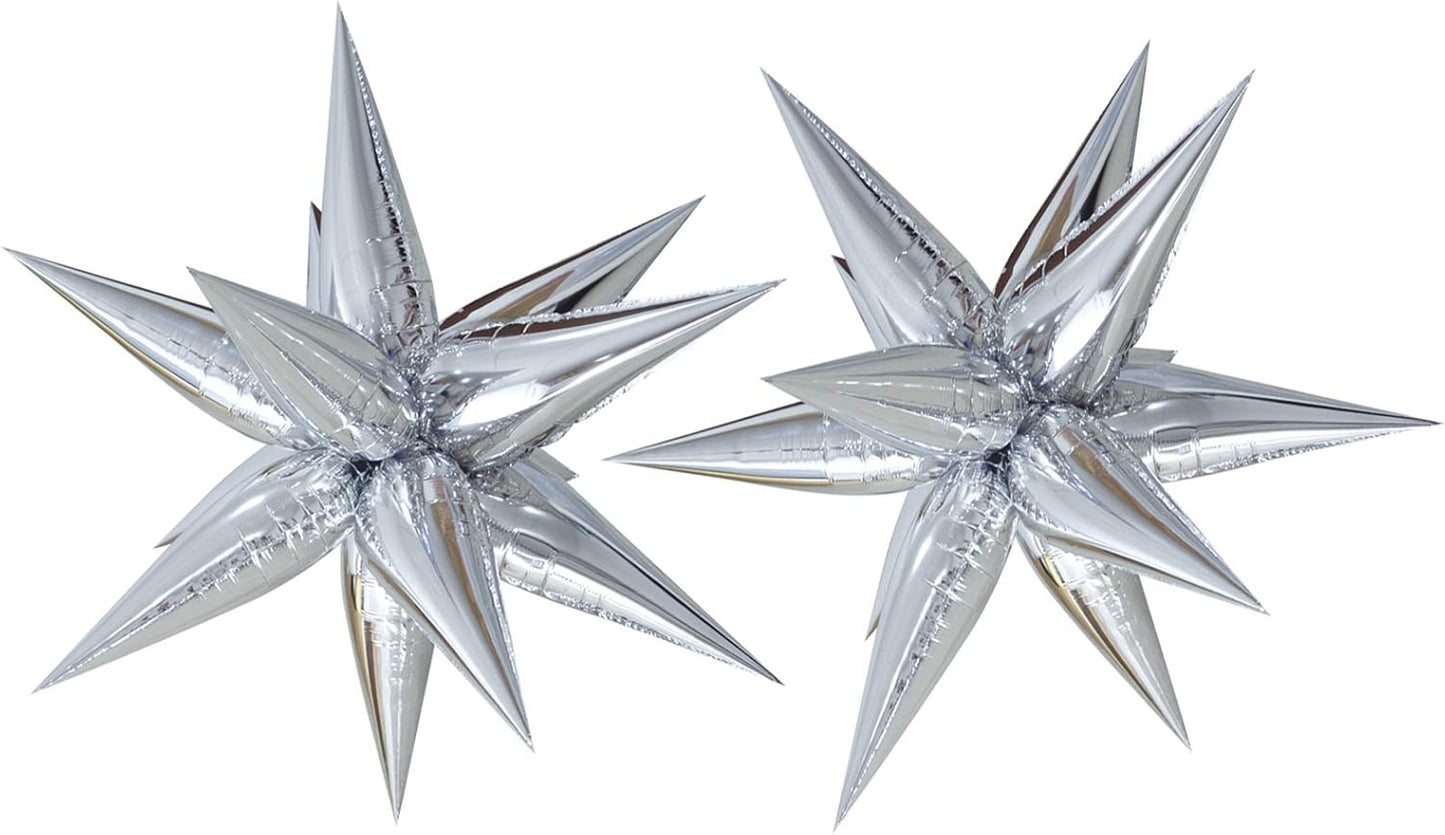 Tellpet Star Balloons Foil Balloon for Birthday Bachelorette Engagement Wedding Party, 2pcs Large Silver Balloon