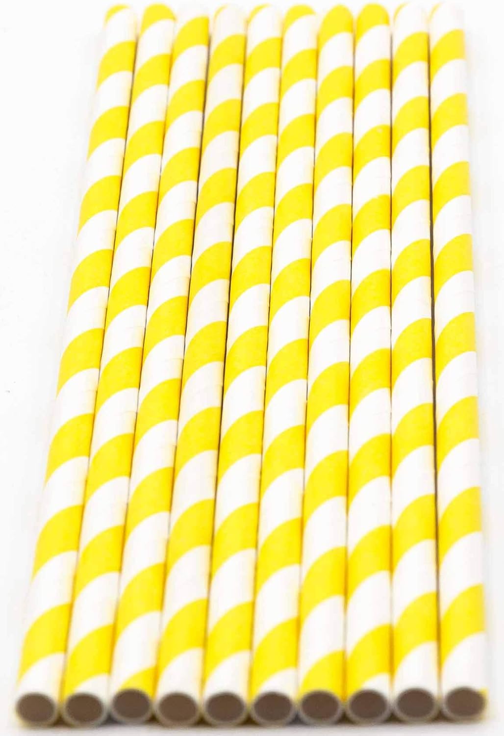 Pack of 300 Yellow Swirls Biodegradable 4-Ply Paper Drinking Straws (Compostable, Non-toxic, BPA-free)