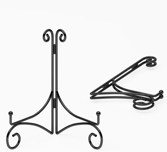Iron Plate Stand for Display with Folding Design, Picture Stands for Tables, 12 Inch Large Easels for Displaying for Book, Art Piece, Photo and Platter, 12?™â€?Black, 2-Pack