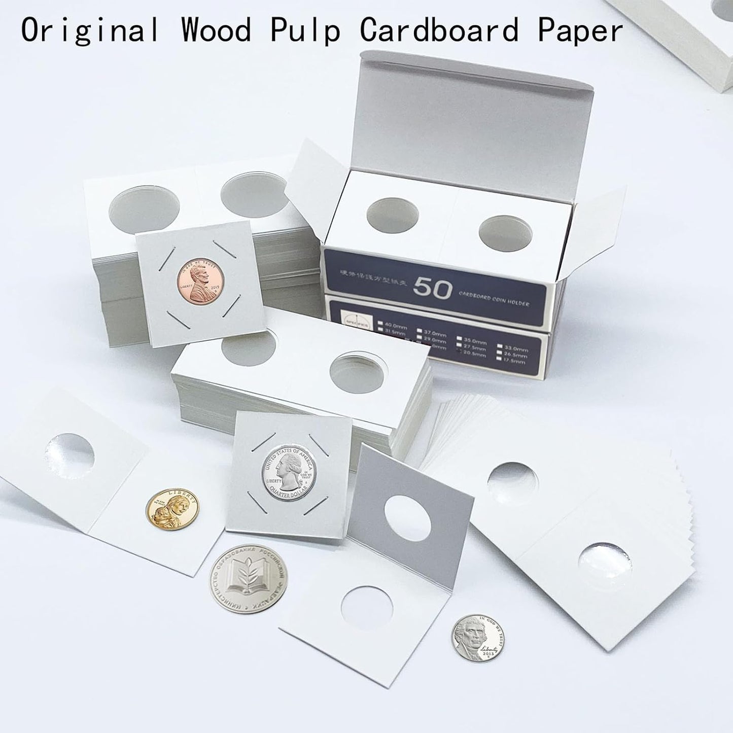 200 PCS Premium Cardboard Coin Flips 2 x 2 inch Coin Collection Supplies for Quarter, Mylar Coin Flips Coin Holders for Collectors (Quarter Coin Flips)