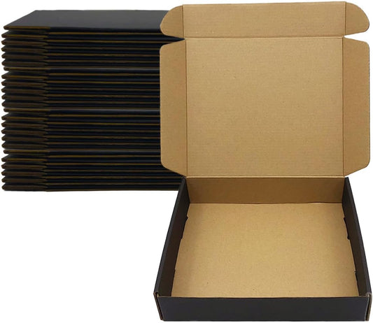 24 Pack 13x10x2 Inches Black Shipping Boxes，3 Layers Corrugated Cardboard Box, Mailer Boxes for Packaging Mailing Gifts Digest Book Giving ProductsWrap Boxes with Lids (13''x10''x2'')