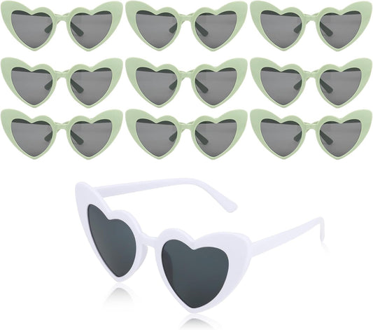 CIEHER Bachelorette Party Favors - White Black Heart Sunglasses for Bride Bridesmaid