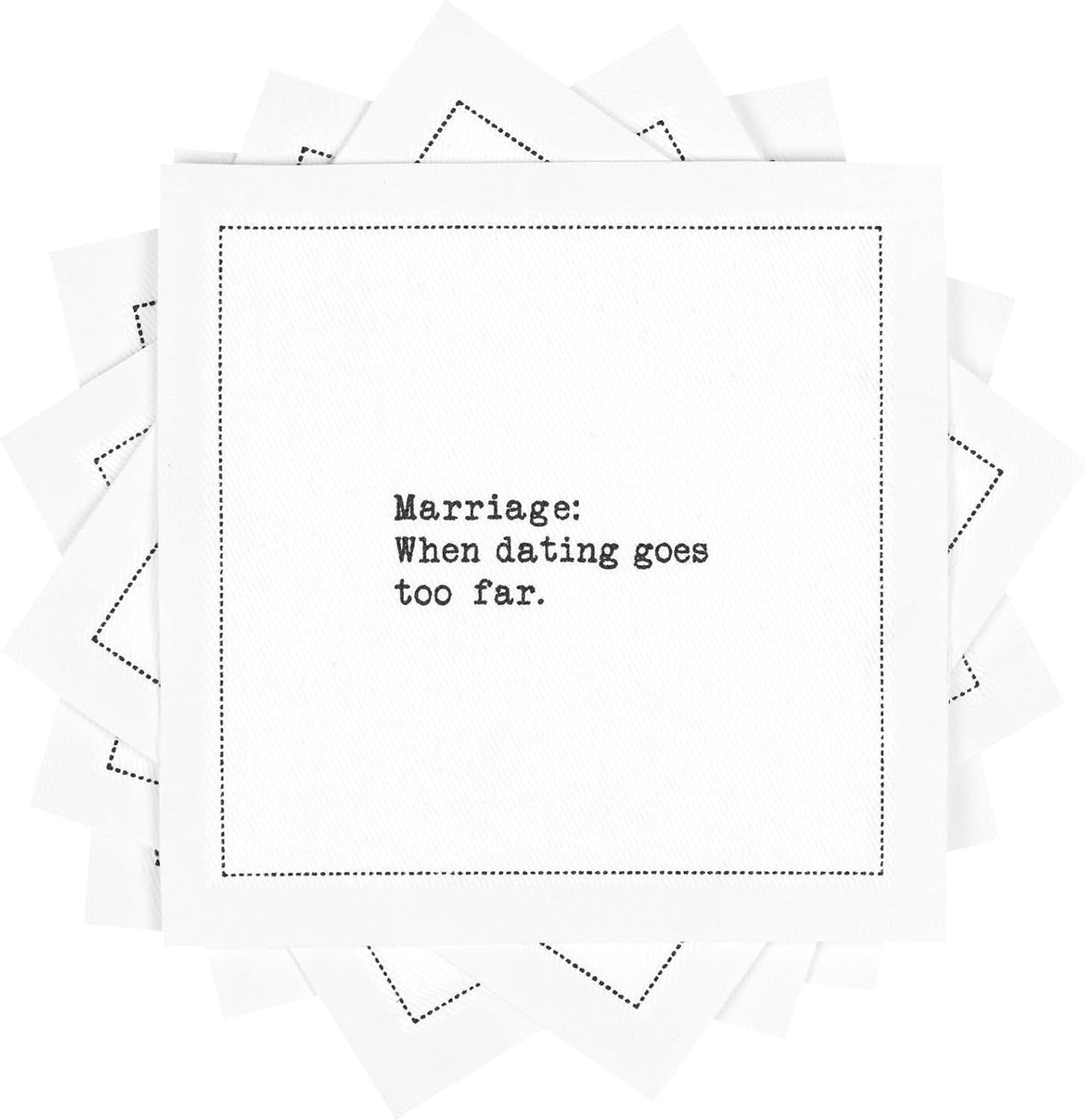 Five Star Napkins Marriage Quotes, White Cotton Cocktail Napkins, Beverage Napkins, Bar Napkins, Cloth Napkins, Party Napkins, Events, Holidays, Weddings, Birthdays, Disposable, 4.5" x 4.5"- (50x)