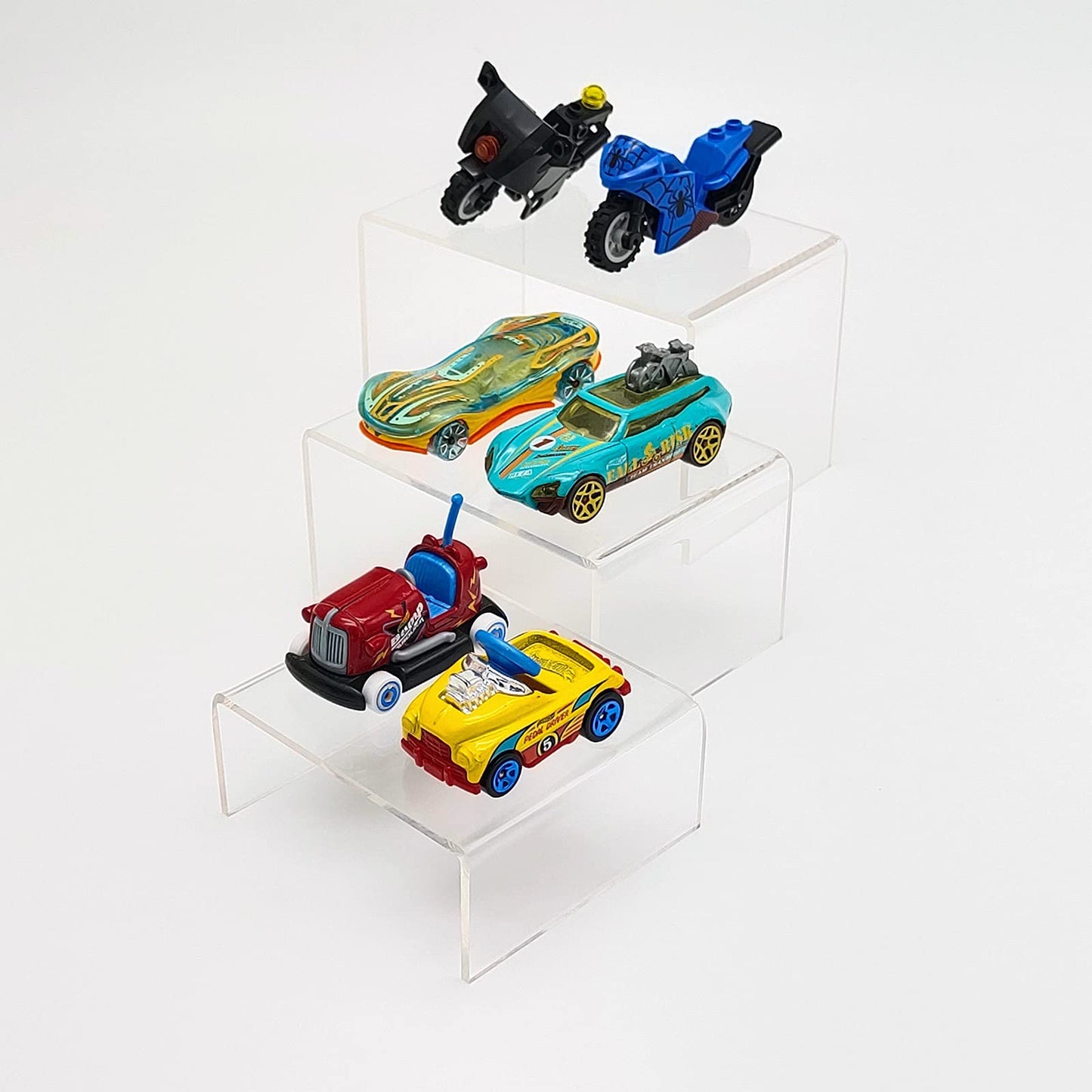 Cerpourt 2 Sets Acrylic Display Risers(3",4",5") Clear Product Stand,Cupcakes Holder Dessert