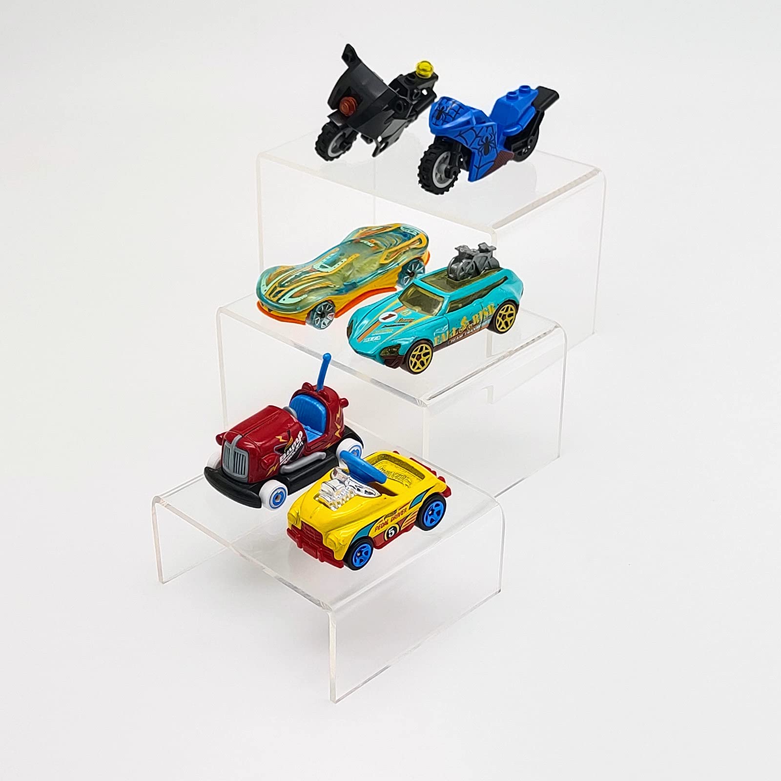 Cerpourt 2 Sets Acrylic Display Risers(3",4",5") Clear Product Stand,Cupcakes Holder Dessert