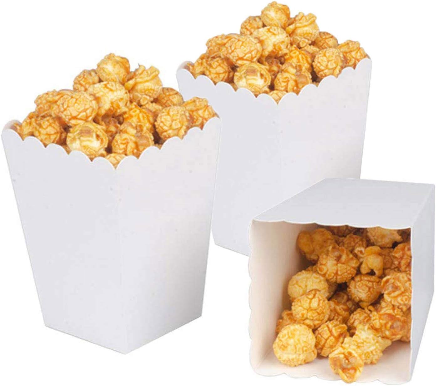 White Popcorn Boxes Mini Paper Popcorn Box Cardboard Popcorn Container for Party, Pack of 12