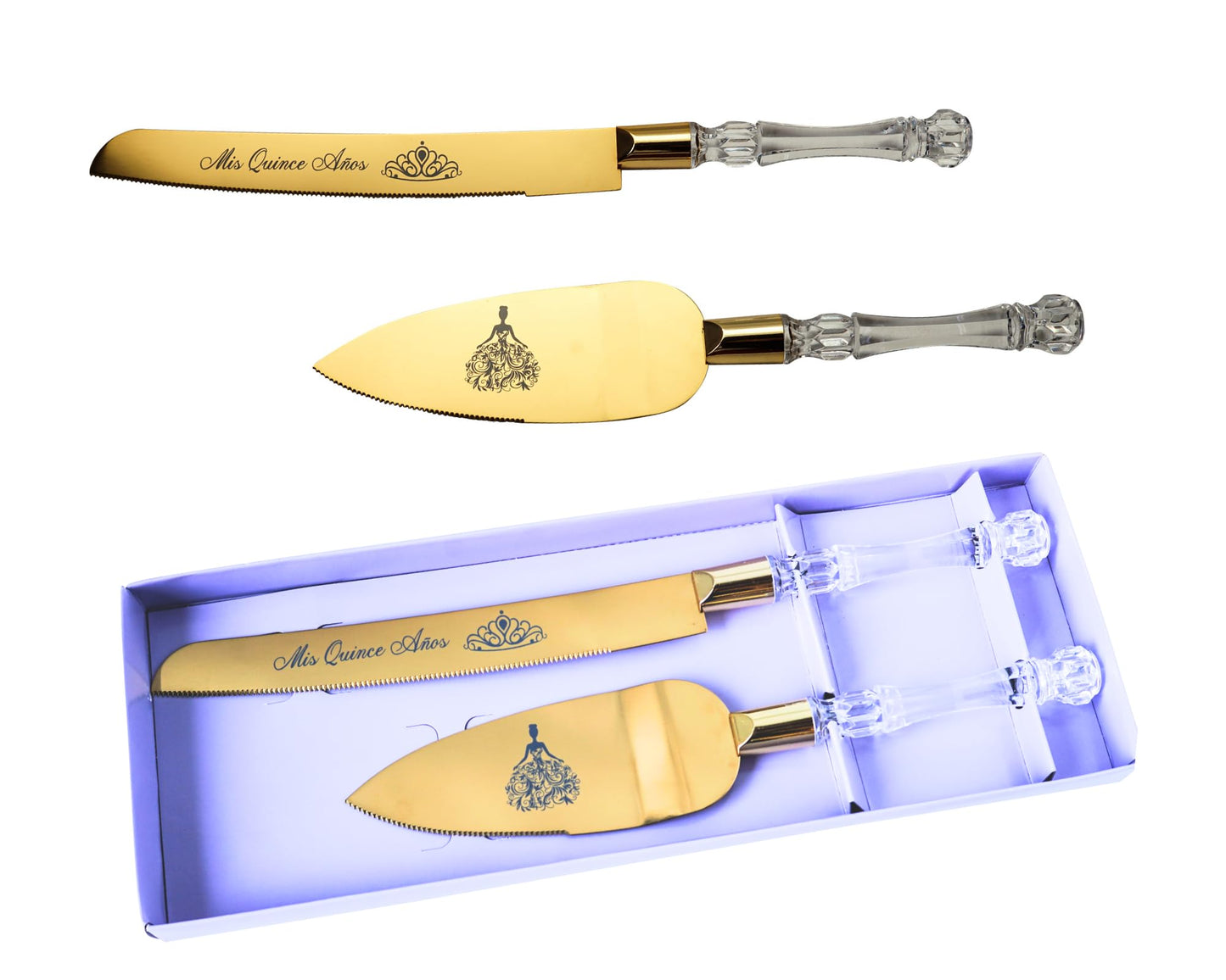 Lassos Boutique Mis Quince Años Quinceanera Cake Serving and Knife Set, Sweet 15 Birthday Cake