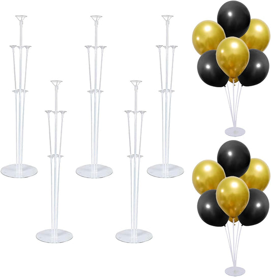 5 Set Balloon Stand Kit - Balloon Sticks With Base for Table Balloon Centerpiece Decorations for Birthday Graduation Gender Reveal Baby Shower Party Decorations