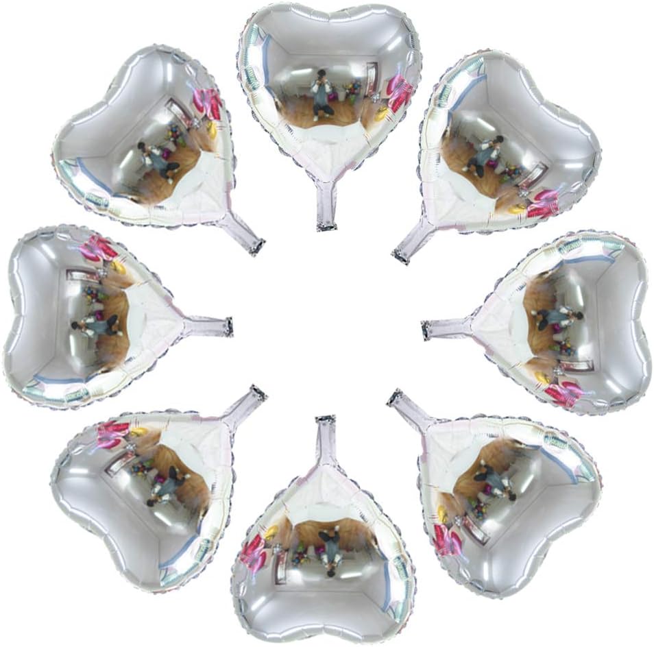 50 Pcs 10 inch Heart Shape Foil Mylar Balloons for Birthday Party Decorations, Wedding Decorations, Engagement Party, Valentine's Day, Celebration, Holiday, Show, Party Activities (Silver)