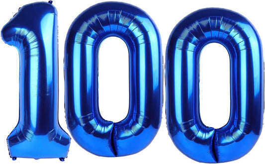 Blue Jumbo Number 100 Balloon 40 Inch, Baby or Special Celebration 100 Days 100th Birthday Balloons Supplies, Foil Helium Birthday Giant Balloon Decorations