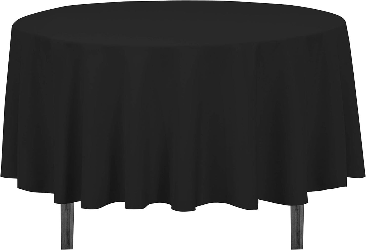 LinenTablecloth 90-Inch Round Polyester Tablecloth Black