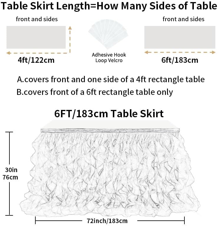 Luxury Organza Mesh Table Skirt Draping Floating Romance - Perfect for Bridal Showers, Birthday Weddings - Clear Flowing Decoration for a Wonderful Main Cake Table (Colorful-6ft, 72" L×30" H)