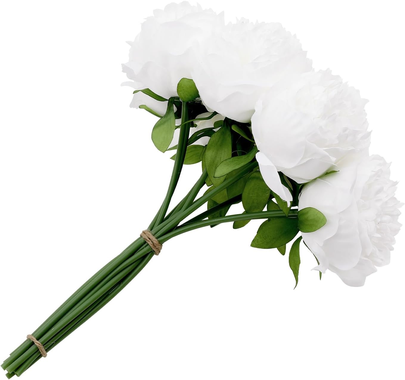 U'Artlines Artificial Peony Silk Flower with Stems 10pcs Real Look Vintage Peonies for Home Wedding Decoration(Pure White)