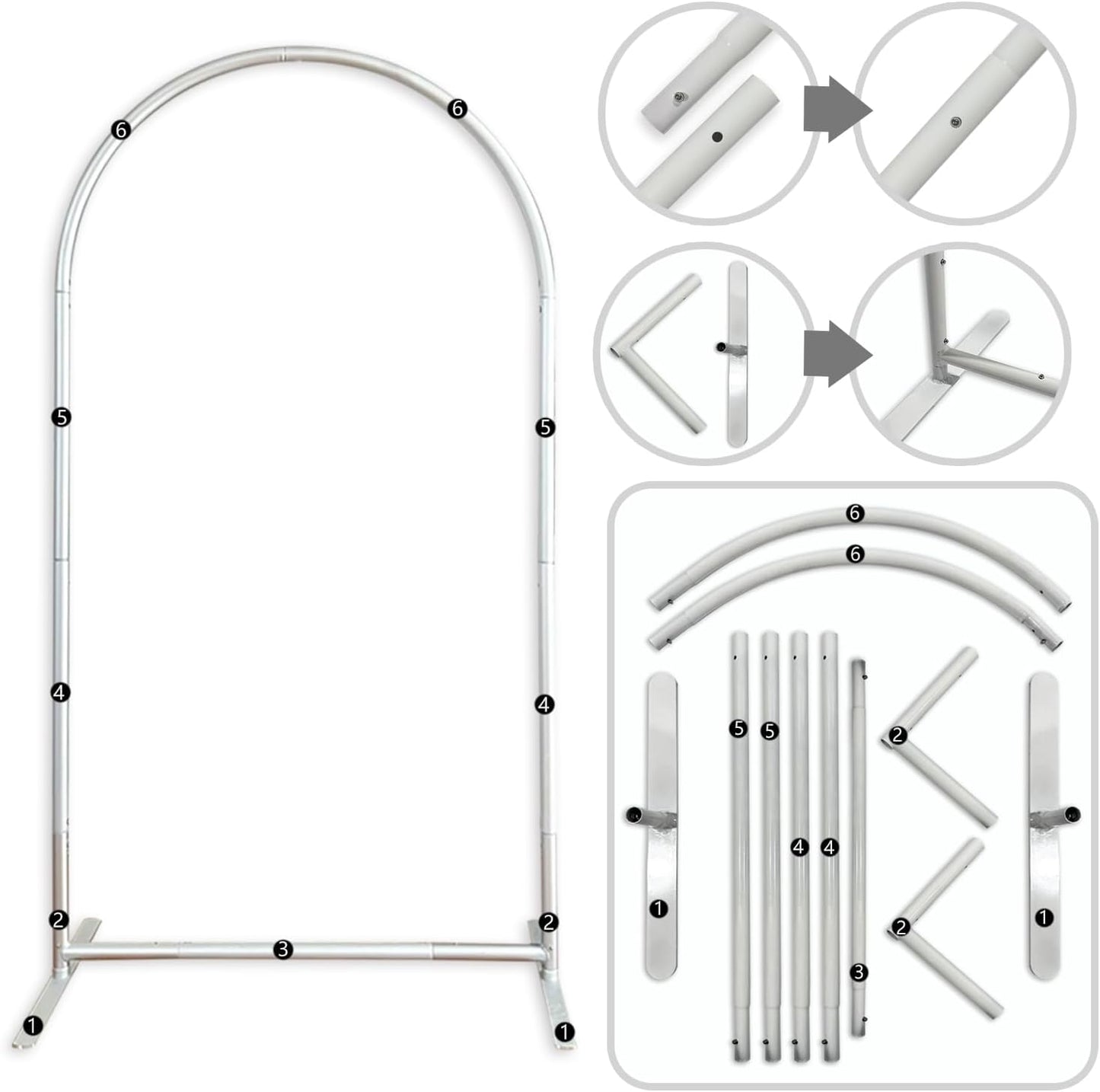 FiVan 2.7ft by 6ft Heavy Duty Trio Arch Backdrop Frame Stands for Party Covers