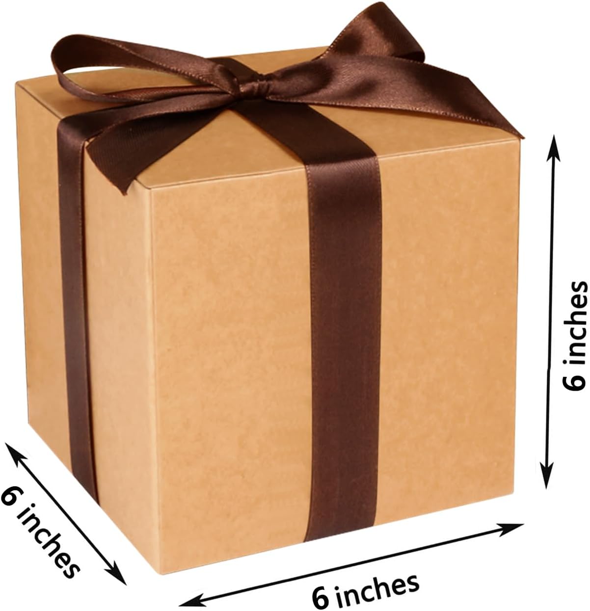 COTOPHER Small Gift Boxes 25 Pack 6x6x6 inches Brown Gift Boxes with Lids for Gifts, Crafting, Wedding Party Favor, Cupcake Boxes, Candy, Bridesmaids Proposal Box with Ribbons and Stickers