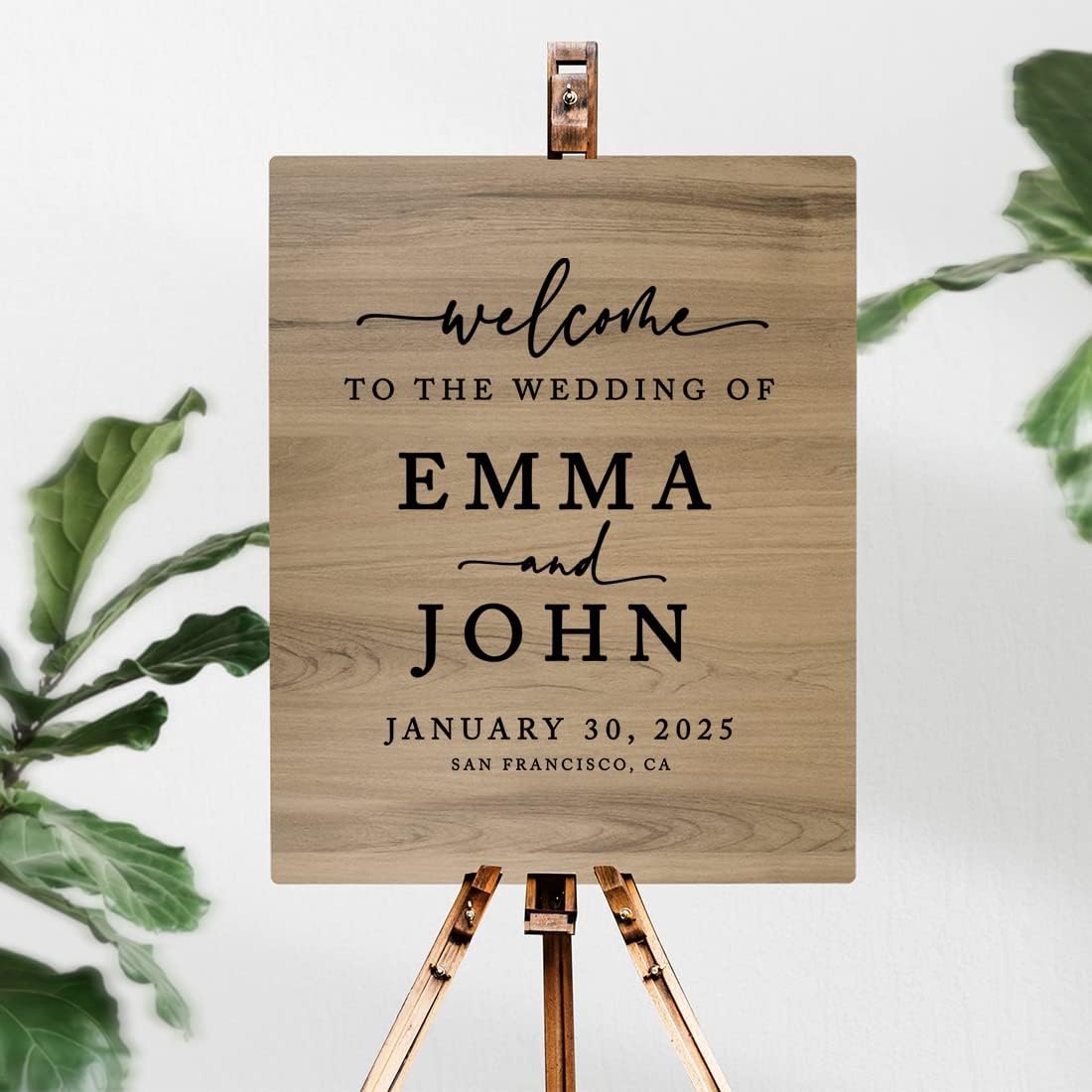 Andaz Press Large Wooden Welcome Sign for Wedding Rustic Welcome Sign 16" x 20" Custom Names Date & Location Fall Wedding Signage English Oak MDF Wood Finish Wedding Reception Indoor Outdoor Signs