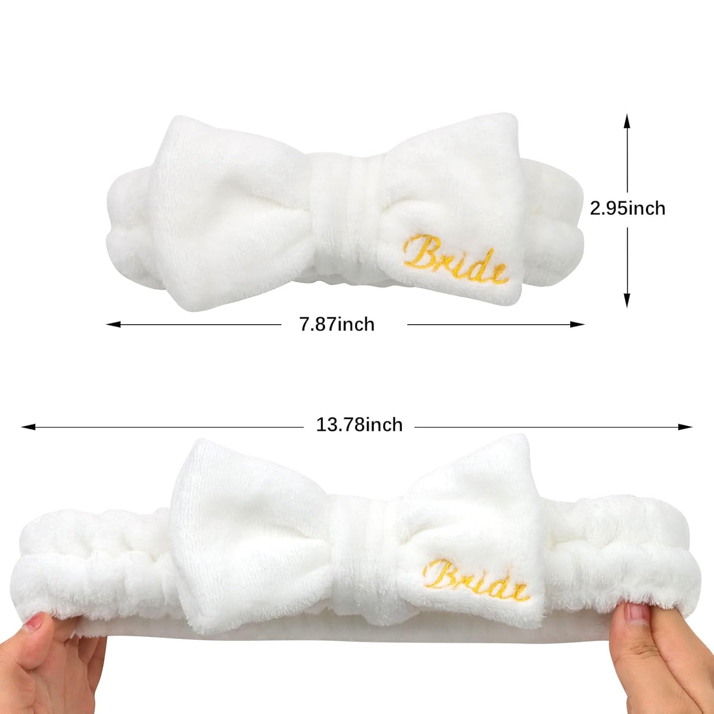 Semato Hairband, 8 Pcs Bachelorette Party Favors Set - 1 Pack Bride White Bow Headband and 7 Pcs Bridesmaid Pink Bow Headband Skincare Headbands for Women, Wide Usage, Size Fits Most, RISK FREE