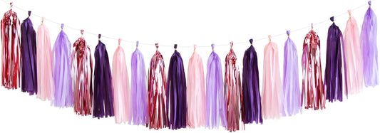 Pink-Purple Rose-Gold Party-Decorations Tassel Garland - 15pcs Baby Shower Decorations Girl Women Birthday Tassels Banner Streamers Bachelorette Wedding Engagement Party Decor Panduola