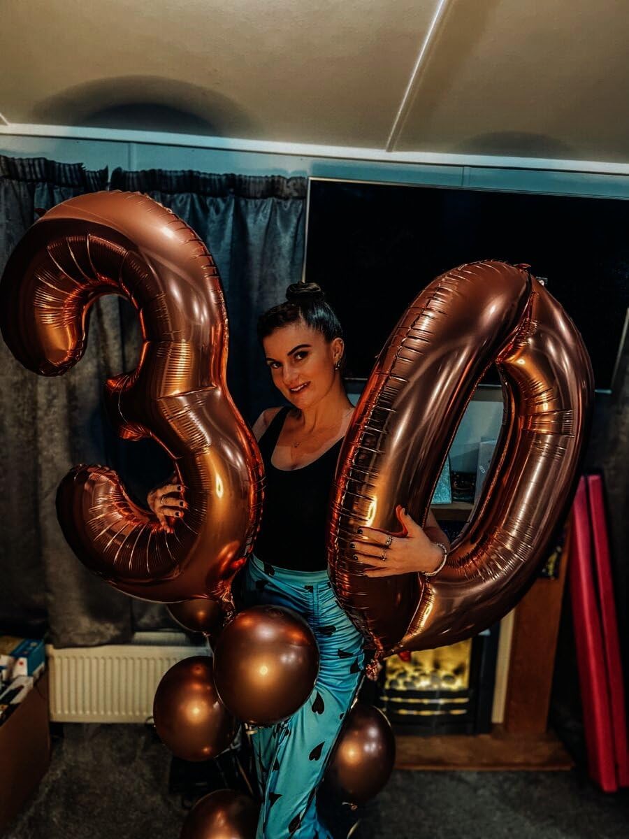 Dark Brown Helium Number Balloon 40 Inch, Giant Foil Coffee Brown Number 0 Birthday Balloons, Large Numbers 10 20 30 40 50 60 70 80 90 100 2025, Party Celebration Supplies Decorations