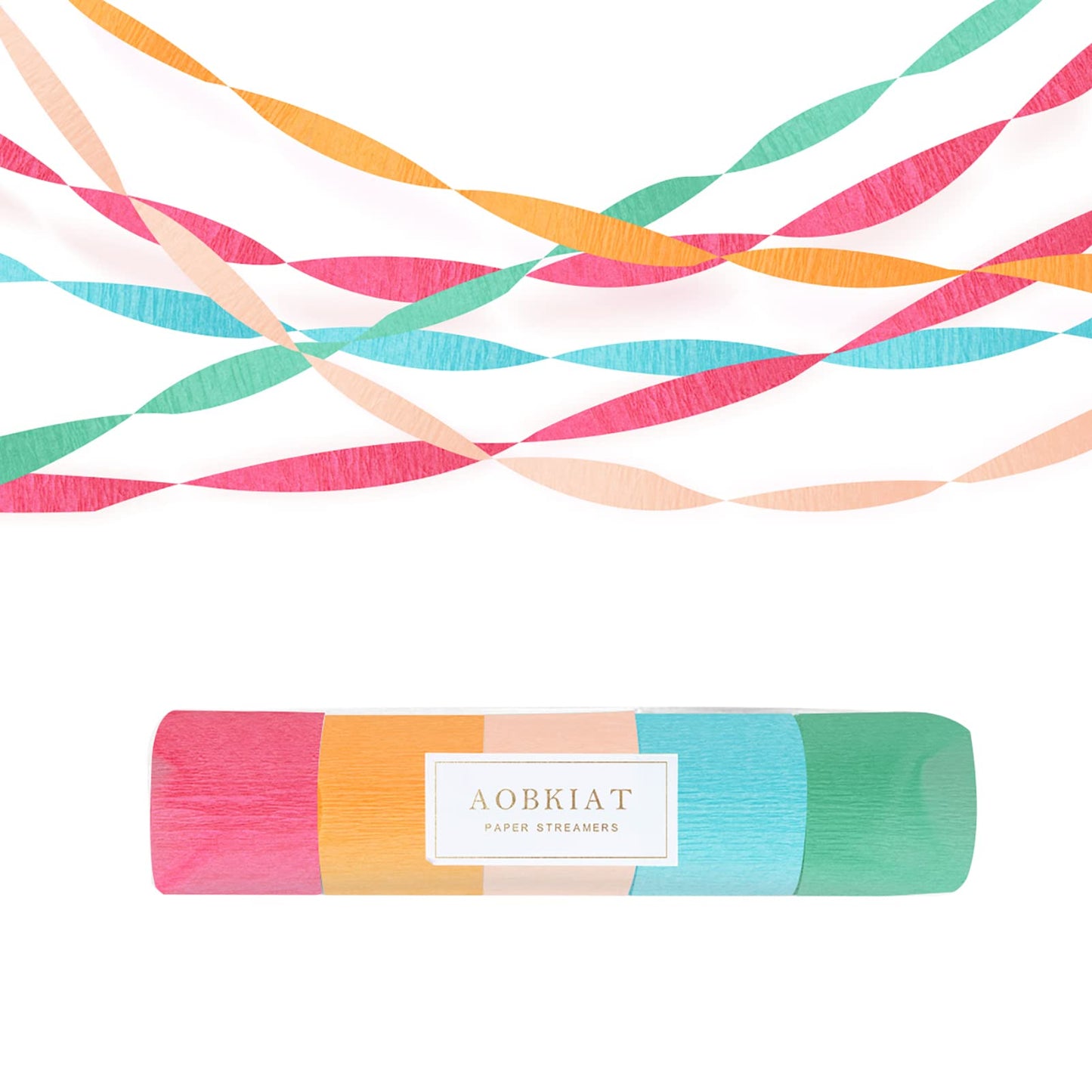 AOBKIAT 5 Rolls Rainbow Streamers Crepe Paper,Candyland Party Decorations