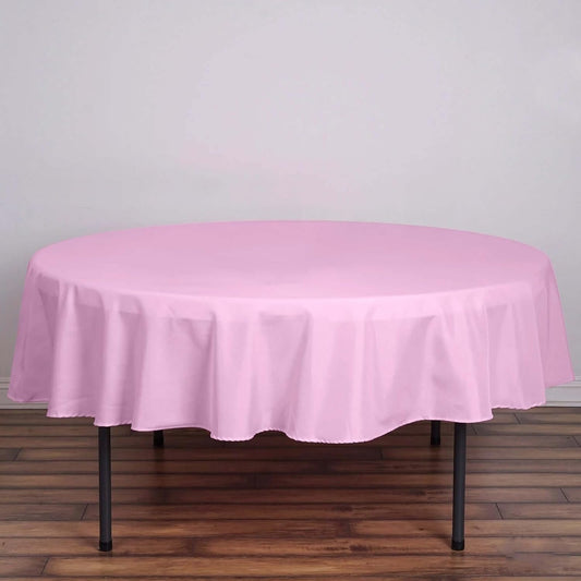 Efavormart Round Tablecloth, 90 Inch Stain & Wrinkle Resistant Washable Table Cloth, Decorative Polyester Fabric Table Cover for Banquet, Wedding, Dining- Pink