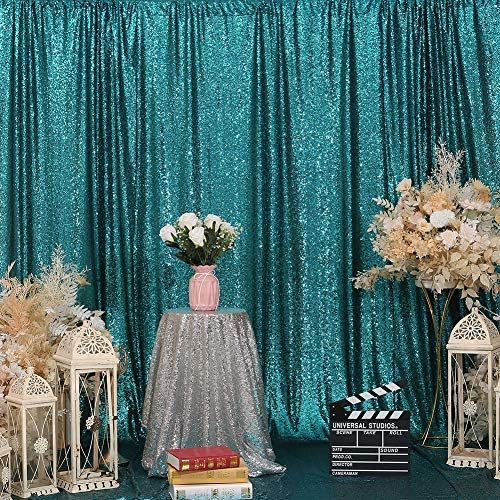 Eternal Beauty Teal Sequin Backdrop, 10x10 Ft Glitter Background Curtains for Shimmer Photography Party Wedding Birthday Back Drop Decor
