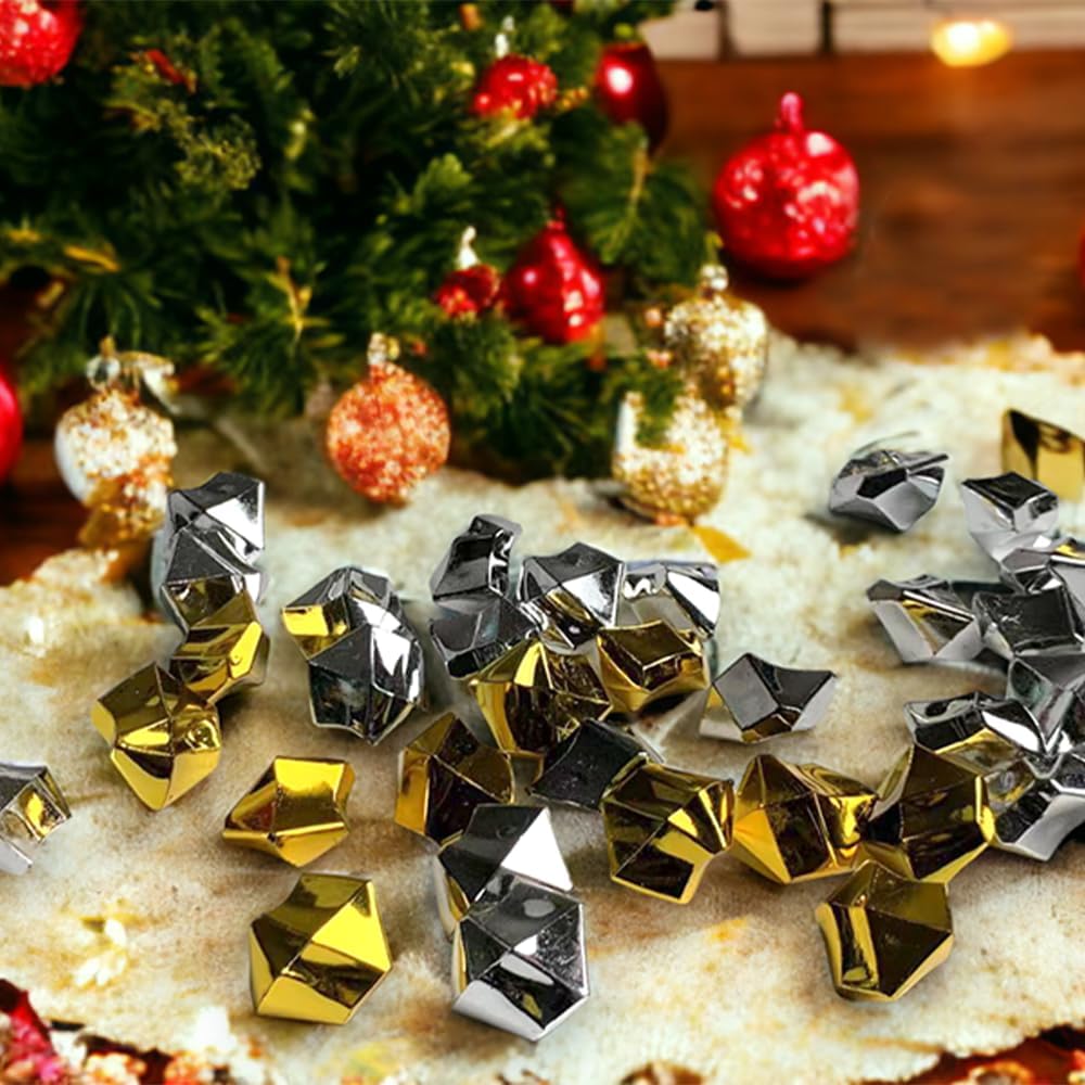 HappyFiller Fall Christmas Decoration Fake Gold Nuggets Faux Ice Rocks Cubes Acrylic Gems Pirate Treasure Gems,Gold Vase Fillers,Wedding Table Scatters,Crafts,Home Accents,13 OZ