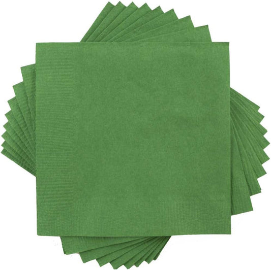 JAM PAPER Small Beverage Napkins - 5 x 5 - Green - 50/Pack