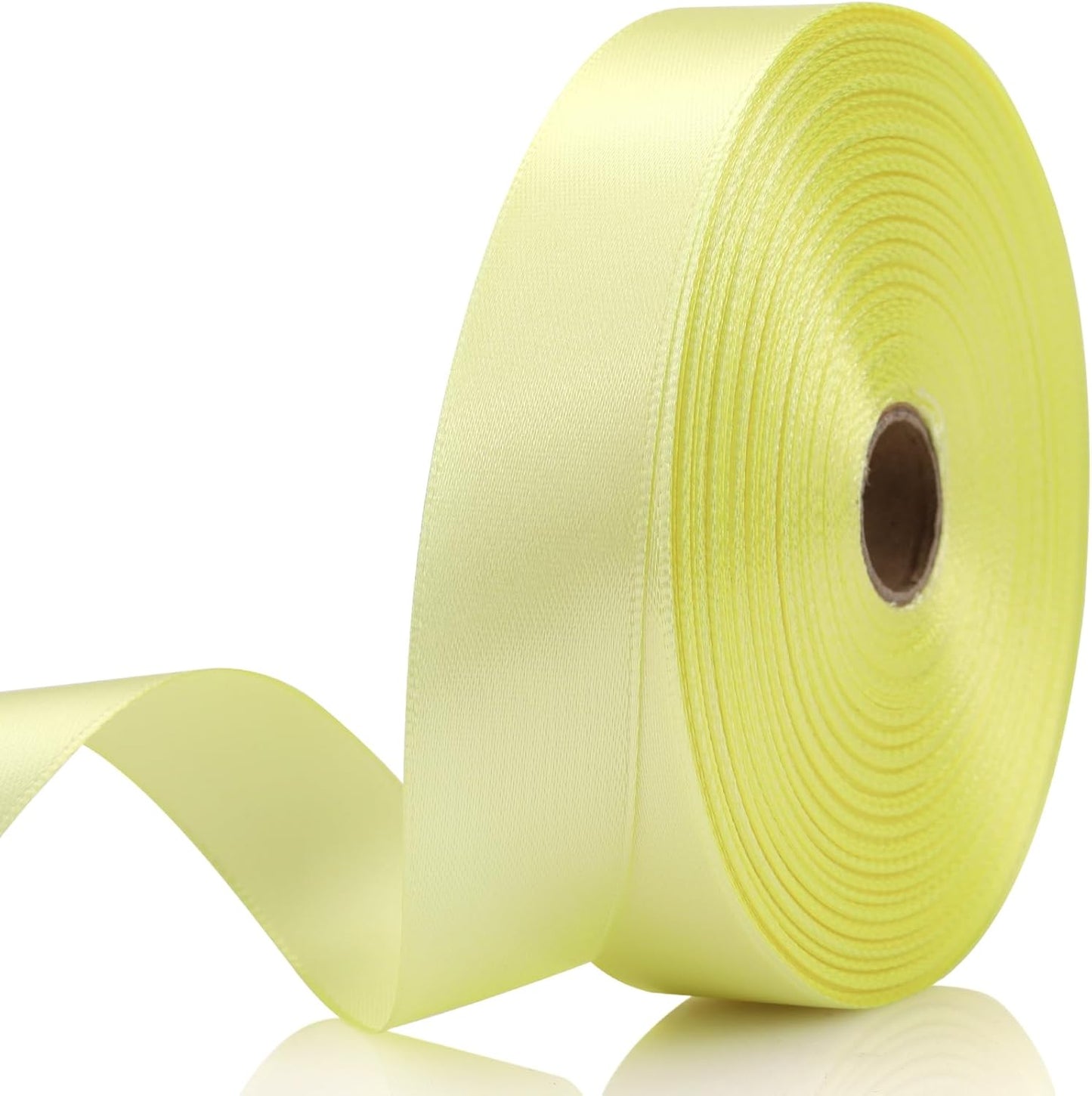 Rice Yellow Ribbon 7/8 Inch 60 Yards Satin Craft Ribbon-Single Face Polyester Ribbon for Handmade Roses,Gift Wrapping,Timeless Flower,Bouquets,Wedding and Party Decoration